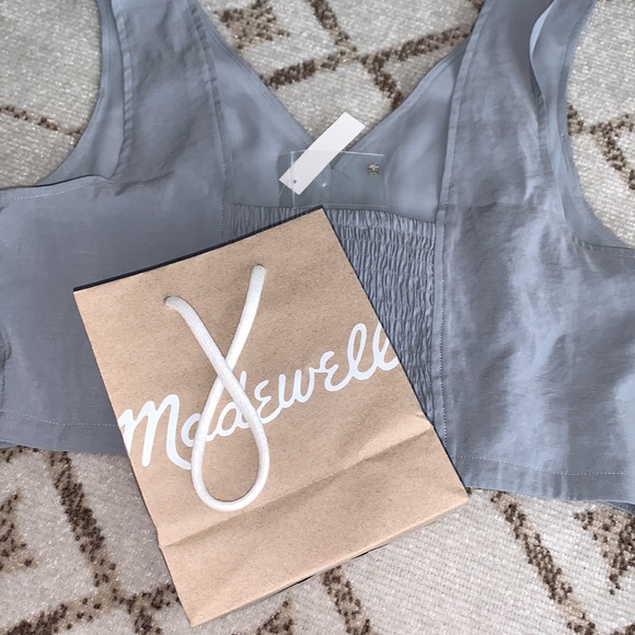 NWT Madewell Denim Blue Color Light Crop Tank Top Stretchy Size 10 Womens Large - Picture 4 of 5